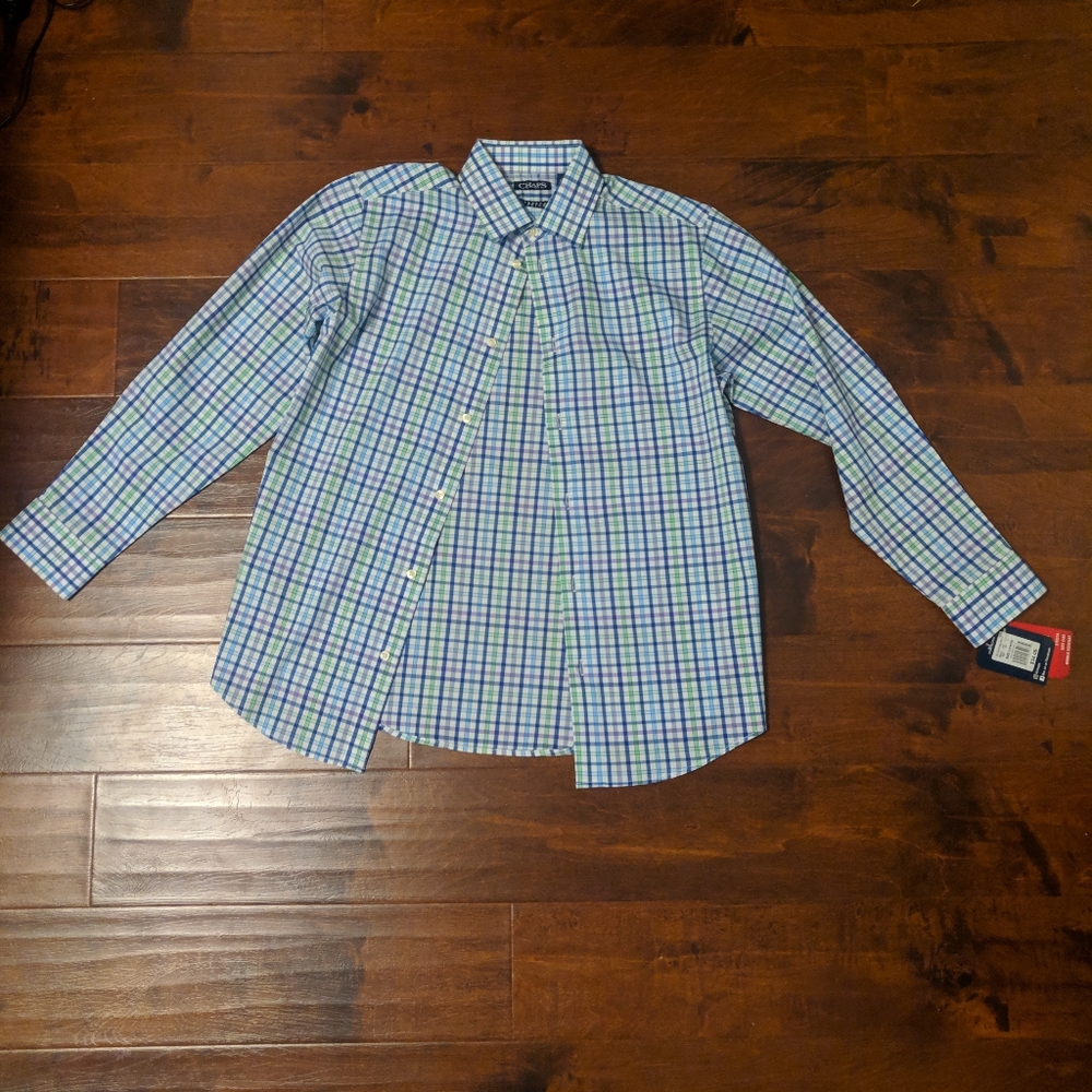 Chaps Plaid Dress Shirt Mens